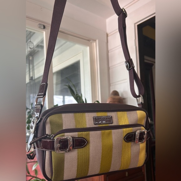 LONGCHAMP ($575) Striped UNISEX Crossbody Bag EUC made in France - Picture 2 of 12